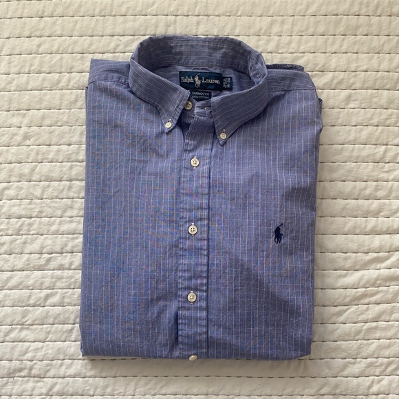 Ralph Lauren Men's Blue Striped Shirt - Picture 1 of 10
